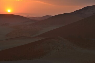 Fototapeta na wymiar Sunrise at the dunes of Sossusvlei, Namibia