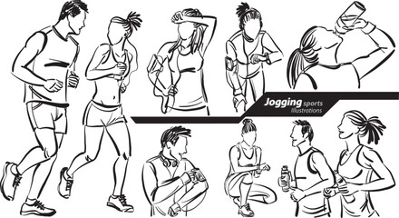jogging sports profession work doodle design drawing vector illustration
