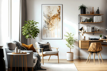 light interior design room - picture frame mock-up, earth tones, room