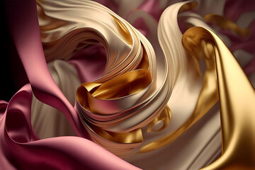 abstract movement of gold and pink fabric scarf