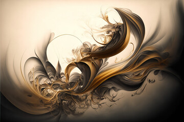 abstract movement of smoke: in gold and black colors