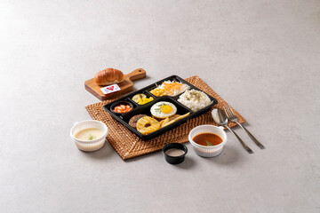 Korean food dishes Hamburg steak lunch box