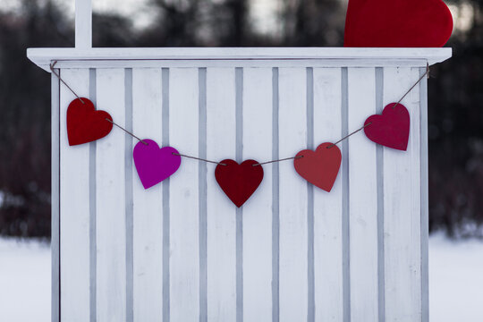 Decoration for the Valentine's Day with red hearts