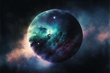 Obraz na płótnie Canvas Watercolor Planet