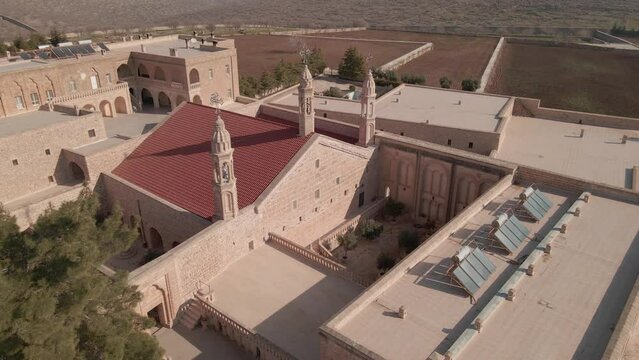 Mor Gabriel Monastery, shooting with drone. Dayro d-Mor Gabriel also known as Deyrulumur, is the oldest surviving Syriac Orthodox monastery in the world. Midyat Mardin Turkey