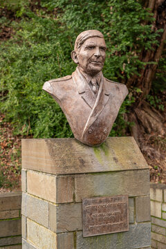 Memorial bust of "the voice of rugby" Bill McLaren, Hawick, Scotland