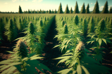 Cannabis outdoor planting. Generative AI