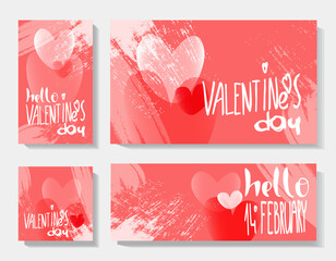 Set of Valentine's Day cards with inscription 