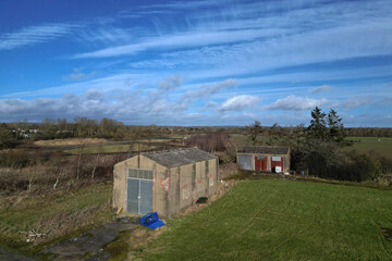 Fototapeta premium aerial view of World war two military airfield RAF Wombleton, north Yorkshire.