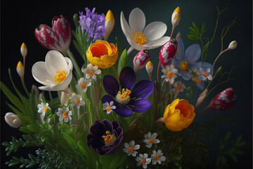 Obraz na płótnie Canvas spring flowers in the garden, using ai