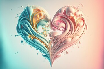 Valentine's Day illustration of heart in pastel colors generative ai