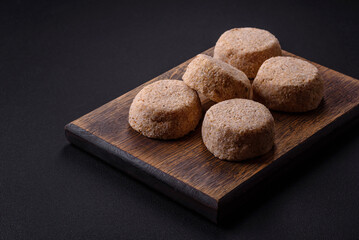 Raw falafel, a traditional oriental dish with spices and herbs