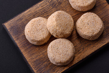 Raw falafel, a traditional oriental dish with spices and herbs