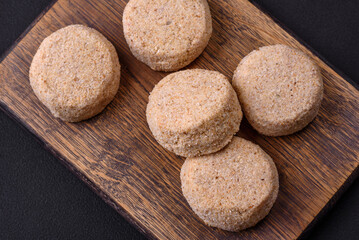 Raw falafel, a traditional oriental dish with spices and herbs