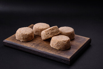 Raw falafel, a traditional oriental dish with spices and herbs