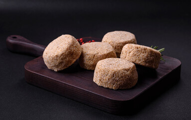 Raw falafel, a traditional oriental dish with spices and herbs