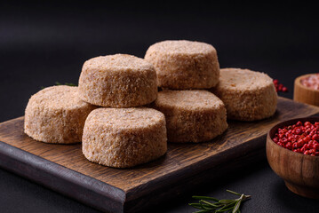 Raw falafel, a traditional oriental dish with spices and herbs
