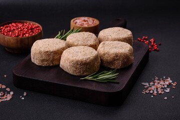 Raw falafel, a traditional oriental dish with spices and herbs