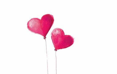 walentynkowa grafika z pastelowymi, artystycznymi balonikami w kształcie serc, idealna na banner, nagłówek, kartkę, plakat walentynkowy z okazji dnia zakochanych - obrazy, fototapety, plakaty