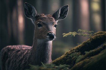Deer in a forest close up, generative AI