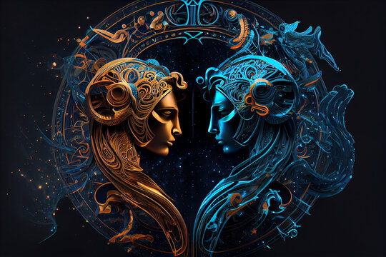 Gemini Zodiac Sign astrological constellation twins. Horoscope