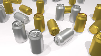 Aluminum Cans Background 3d render