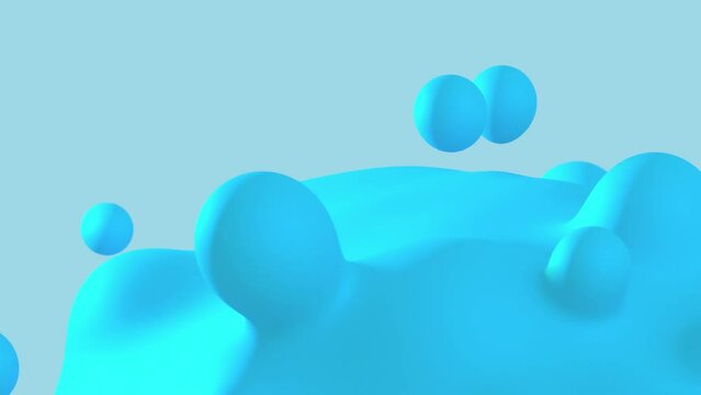 3D Animation - Abstract background of looping animated fluid light blue shapes 