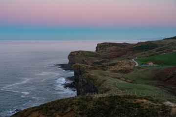 Arnuero cliffs at twilight in Cantabria coast. North of Spain.