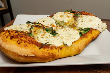 Fresh Homemade Spinach and Fresh Mozzarella Pizza