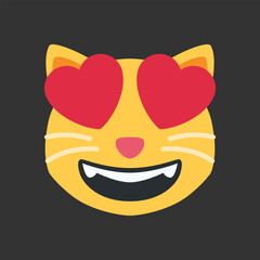 Smiling Cat with Heart-Eyes vector emoji design. Isolated sign of feelings of love, infatuation, and adoration symbol character sticker.