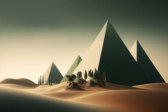 Minimalistic Pyramids lllustration design for presentation, banner, cover, web, flyer, card, poster, wallpaper, texture, slide, magazine, and powerpoint. Made by Generative AI.
