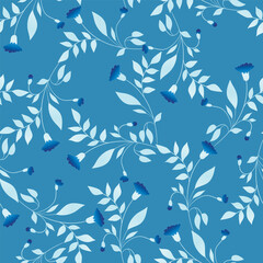 Seamless floral pattern based on traditional folk art ornaments. Colorful flowers on color background. Scandinavian style. Sweden nordic style. Vector illustration. Simple minimalistic pattern