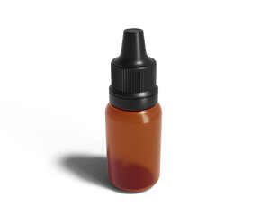 Blank amber plastic dropper bottle isolated on transparent background, prepared for mockup, 3D render.