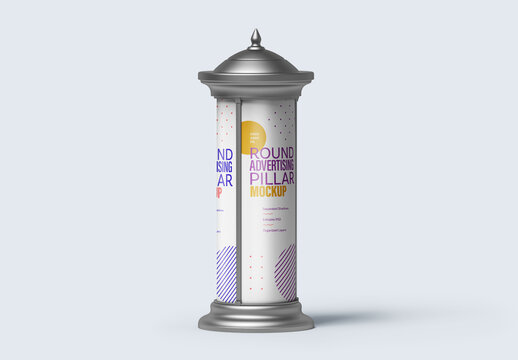 Round Street Advertising Column Mockup for Design and Branding Projects