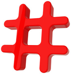 Fototapeta premium Hashtag search link symbol 3d rendering. Hash mark, user reply sign, hashtag, tag, comments thread mention, topic social media notification icon.