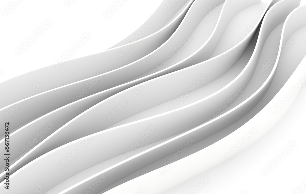 Aufkleber abstract white waves 3d rendering. modern minimal design