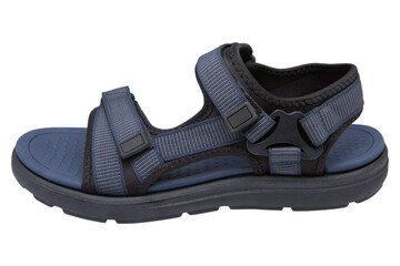 Men's blue sandals with straps, on a white background, isolate