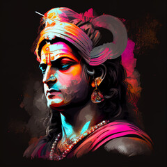 Fototapeta colorful portrait of Indian hindu God Ram Shri Ram Siya Ram Rama Ramayana, generative AI obraz