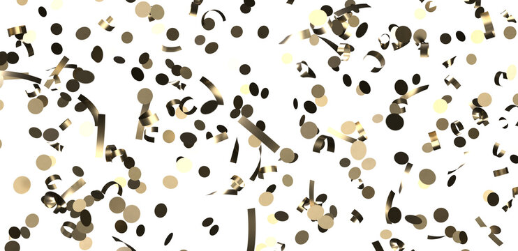 Gold confetti background, isolated on transparent background