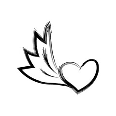 black heart fly vector illustration