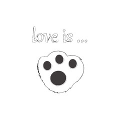 dog paw lettering vector illustration