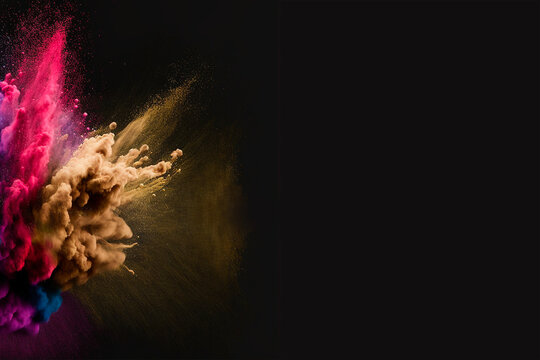 Colorful explosion of smoke on a black background
