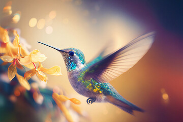 Fototapeta Hummingbird in Flight - Generative Ai obraz
