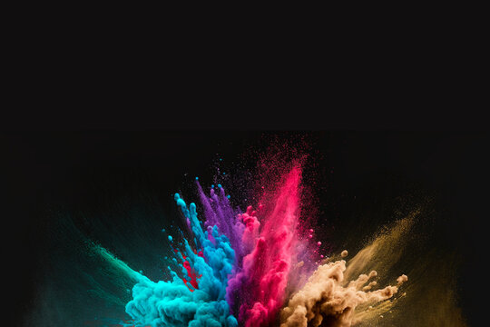Colorful explosion of smoke on a black background