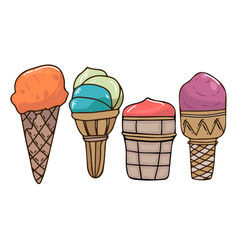 Collection of vector ice cream illustrations isolated on white