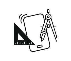 Logo geometry, graphics and mechanical drawing. Vector ruler and compass. architecture logo.
