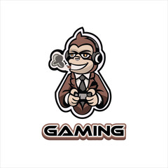 Cool Monkey Mascot Gaming logo vector premium for esports.
