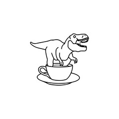 vector illustration of trex with cup concept