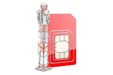 Mobile tower with sim card. 3D rendering