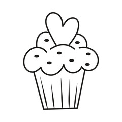 Cupcake in hand drawn doodle style